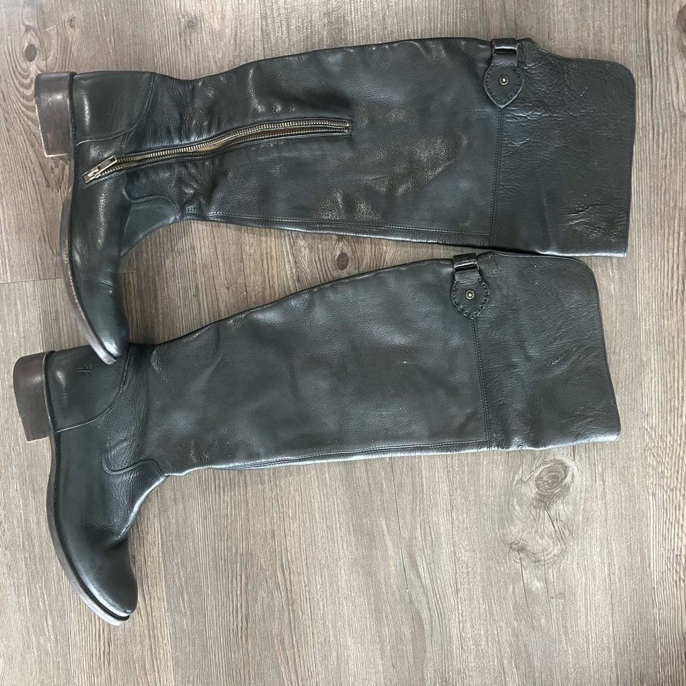 Black Leather Knee-High Boots